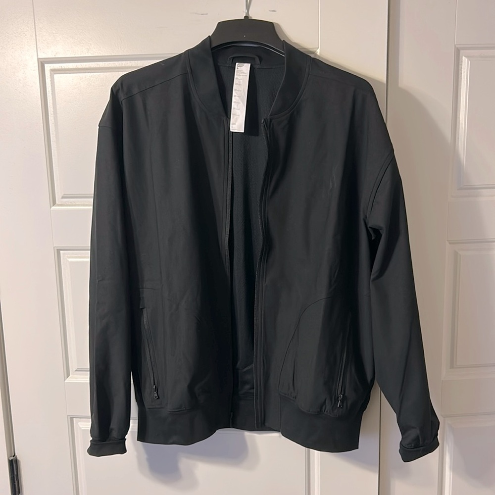 Fabletics Black Bomber Jacket. Never Worn! SZ Large.